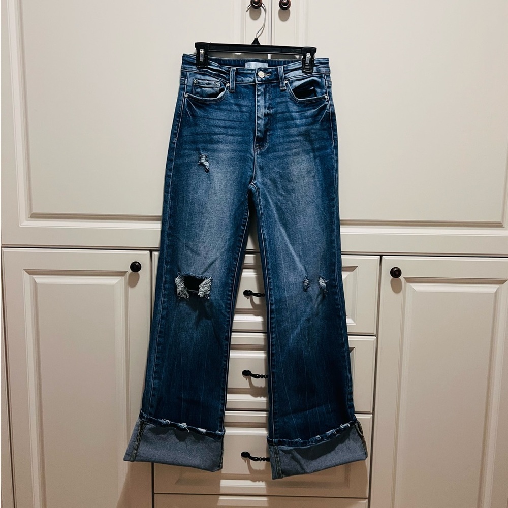 *New Petra 153 High Rise wide leg cuffed Distressed Jeans Sz 28 - Picture 6 of 13